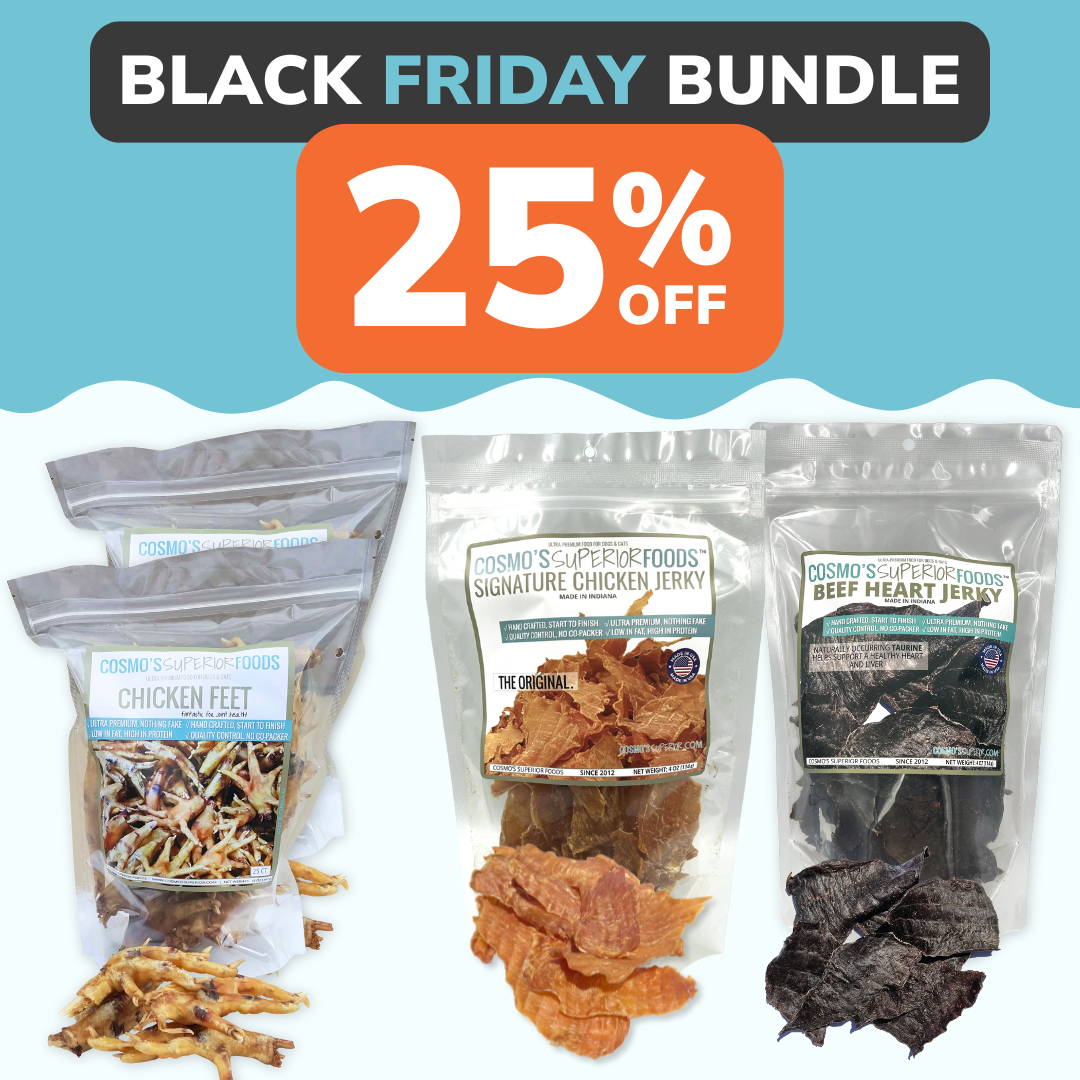 Five packages of dog treats in various flavors and designs.