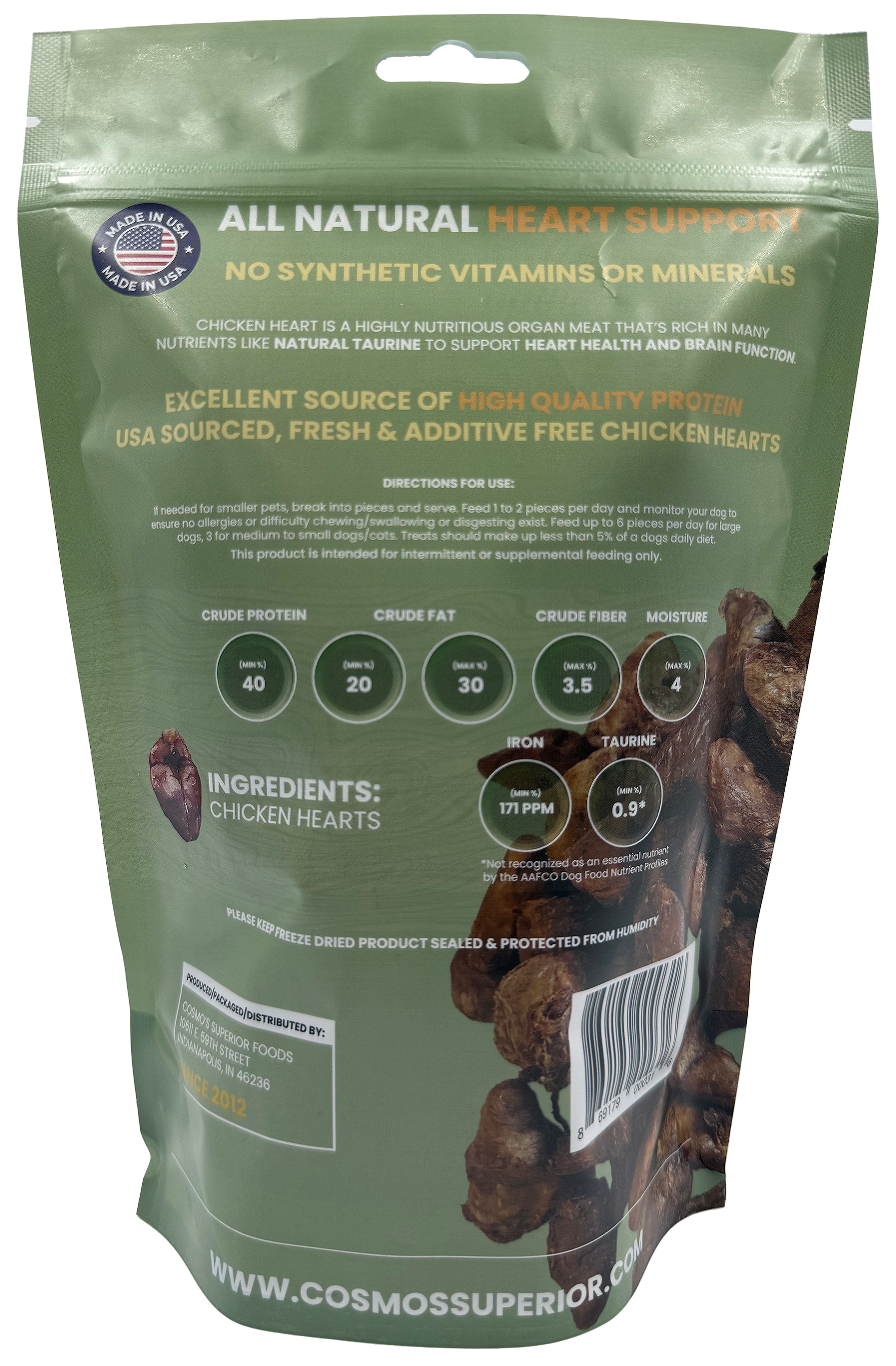 Cosmo's Whole Chicken Hearts 5 oz.