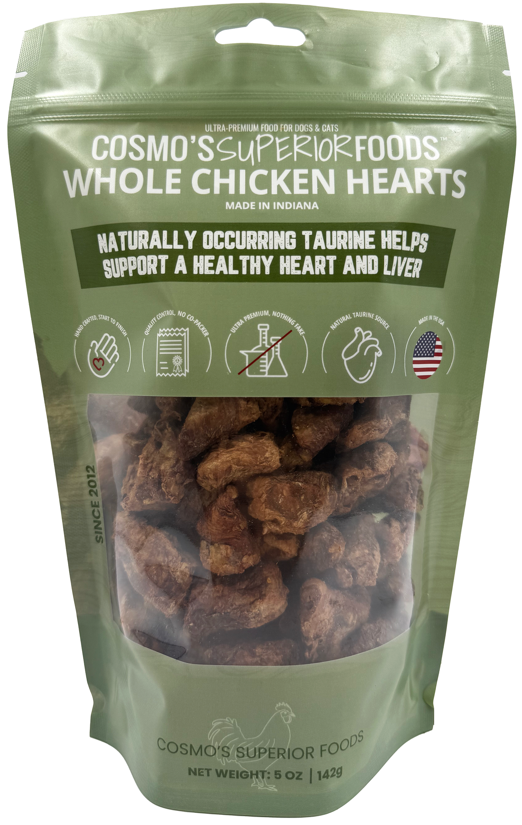 Cosmo's Whole Chicken Hearts 5 oz.