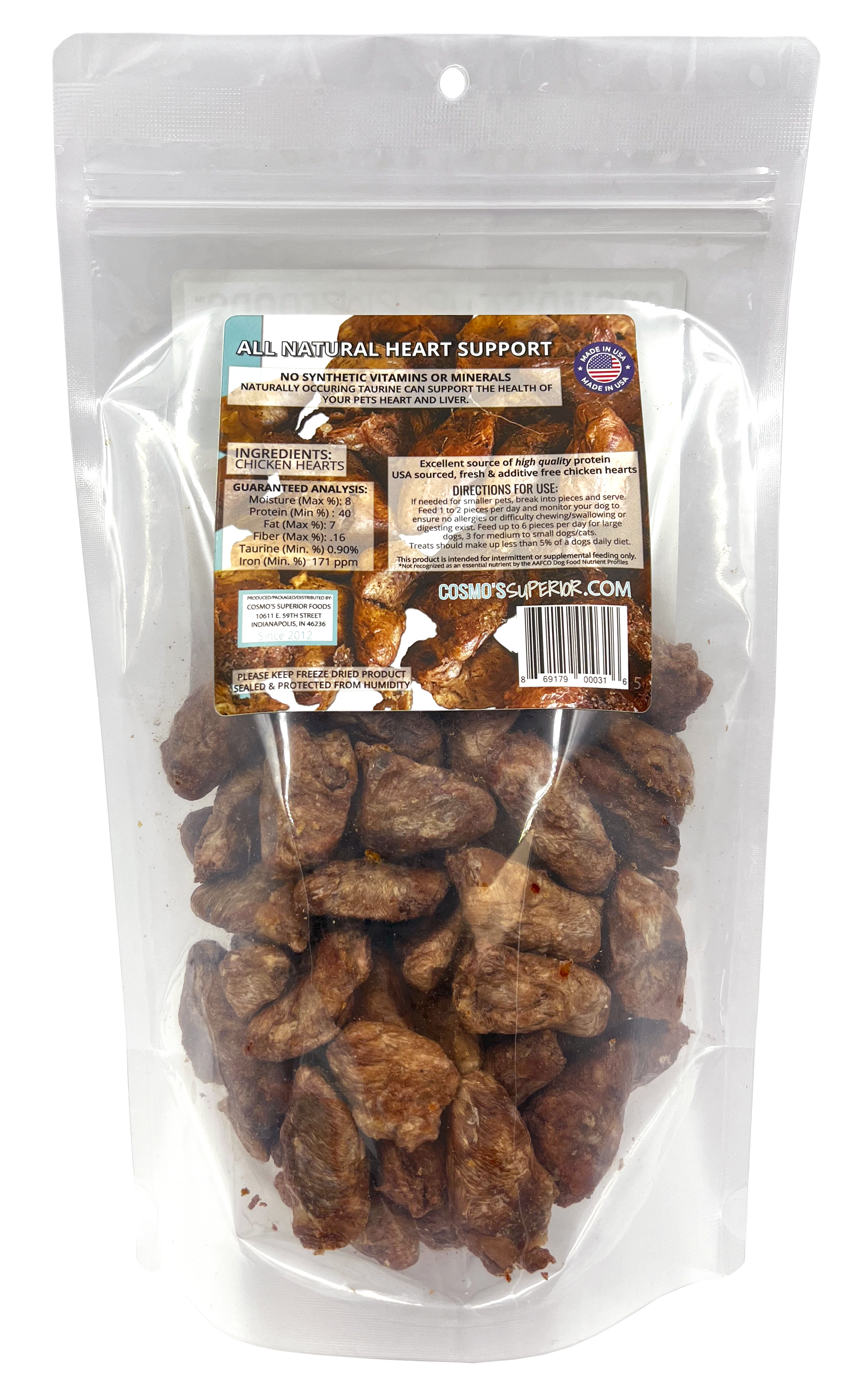 Cosmo's Whole Chicken Hearts 5 oz.