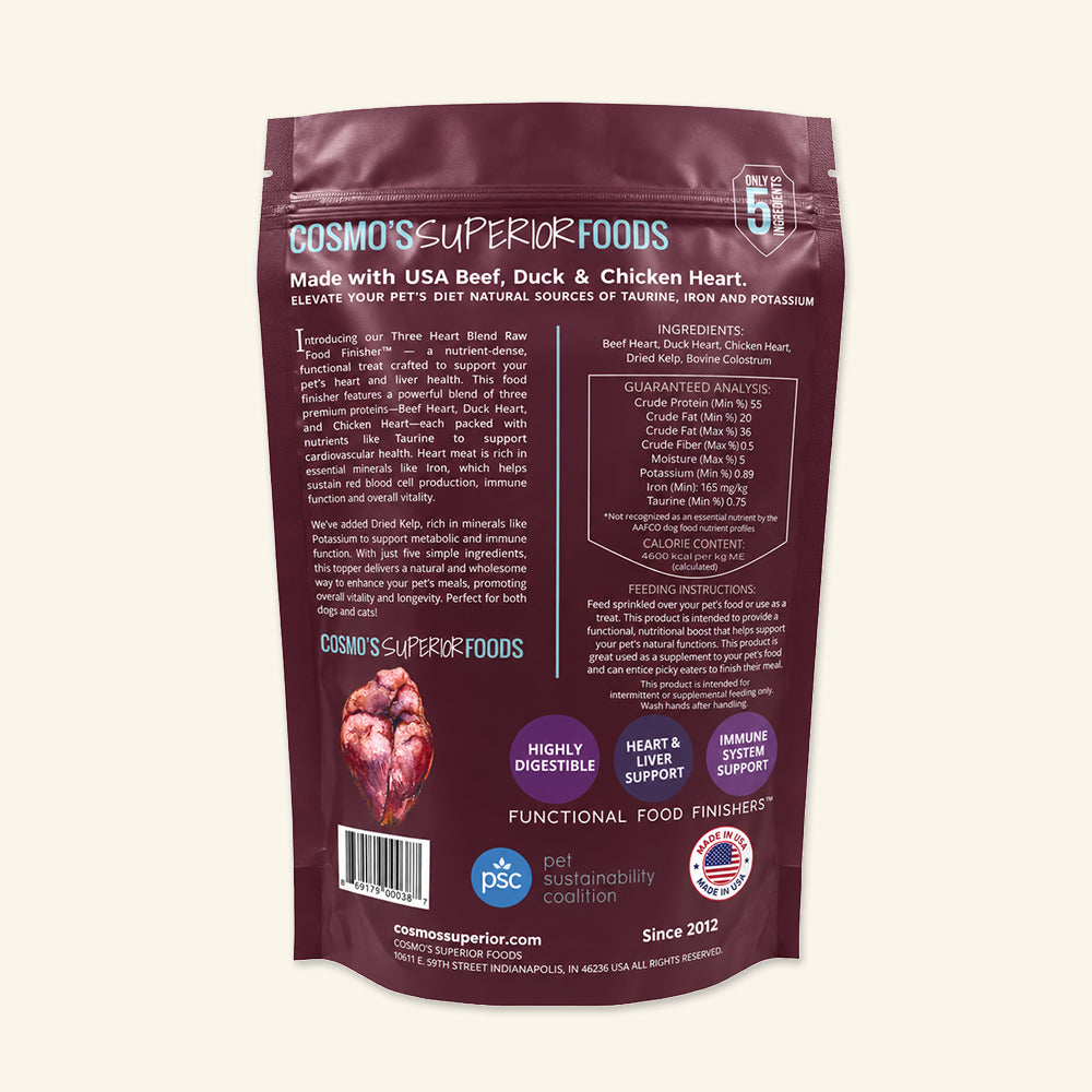 **NEW RELEASE** Cosmo's Three Heart Blend Raw Food Finishers™ -- Heart & Liver Health!