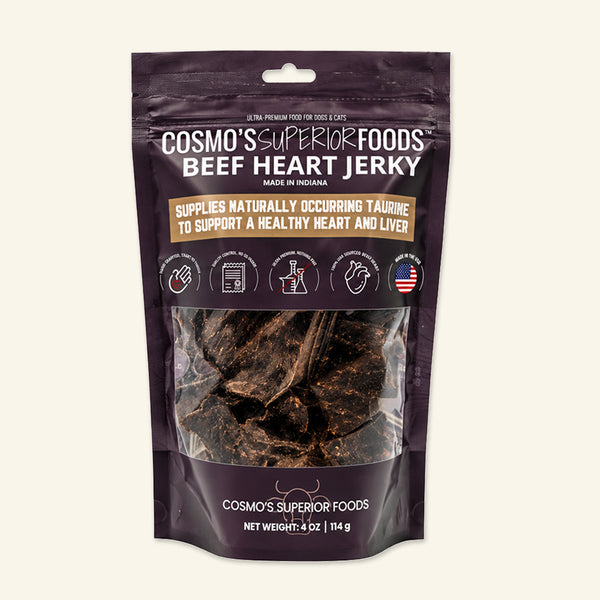 Cosmo’s Beef Heart Jerky 8 oz – Dehydrated Dog & Cat Treat – High Protein Pet Snack