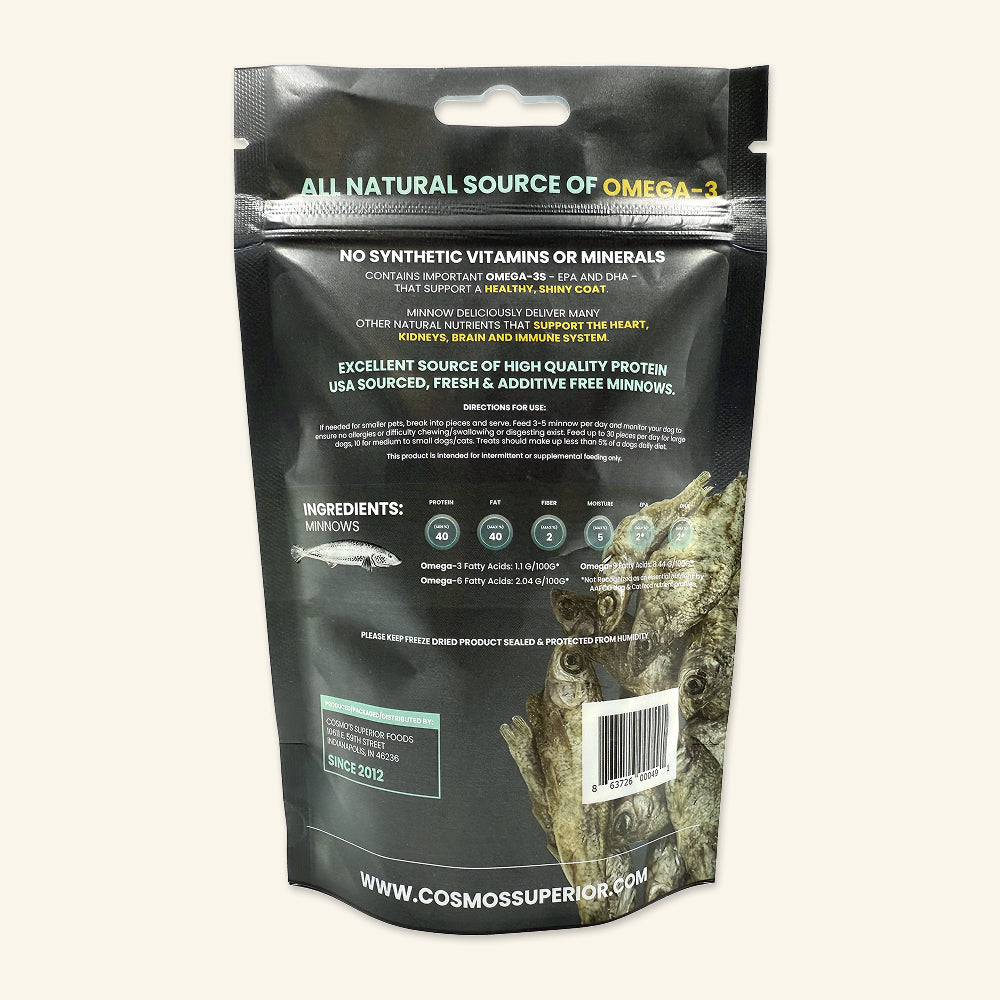 Cosmo's Whole Minnow 0.5 oz - Freeze-Dried Dog & Cat Treat - Single Ingredient Pet Snack