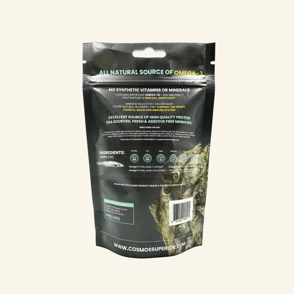 Cosmo's Whole Minnow 0.5 oz - Freeze-Dried Dog & Cat Treat - Single Ingredient Pet Snack