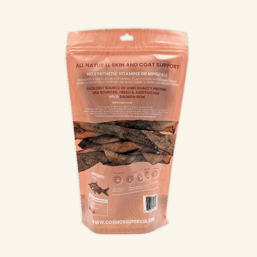 Cosmo’s Wild Caught Salmon Skin Chews 4 ct – Freeze-Dried Dog & Cat Treat – Single Ingredient Pet Chew